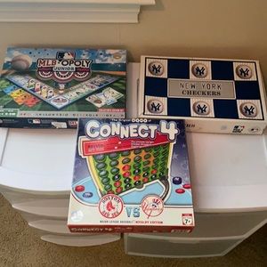 PLAY BALL!  3 baseball themed Board games. MLB-Checkers, Connect 4 & Jr Monopoly
